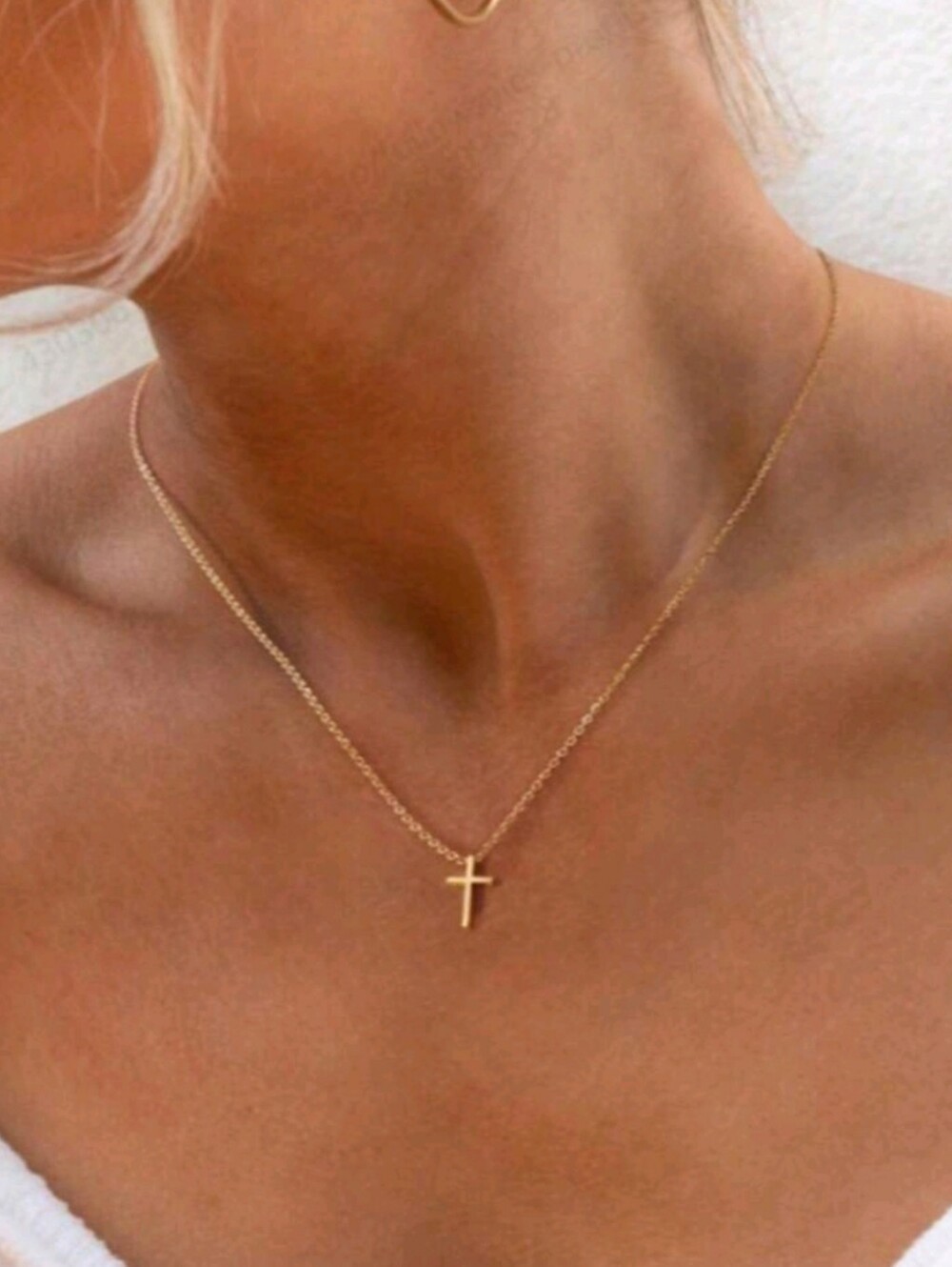 Anthropologie Esther Dainty Cross Layered Minimalist Chain Necklace